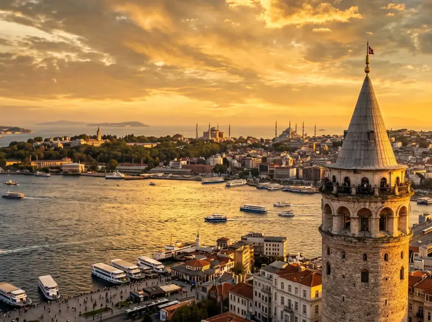 Iconic Galata Tower offering panoramic views for a tourist in Istanbul